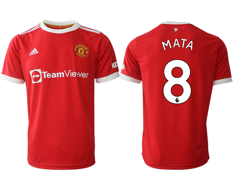 Men 2021-2022 Club Manchester United home red aaa version #8 Adidas Soccer Jersey